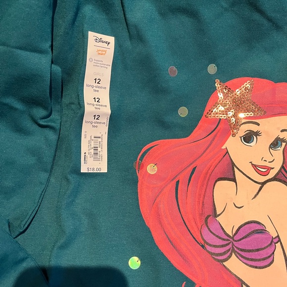 Disney Kids Ariel Green Long Sleeve Tee - Picture 3 of 4